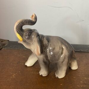 Vintage Grey Elephant Ceramic Figurine